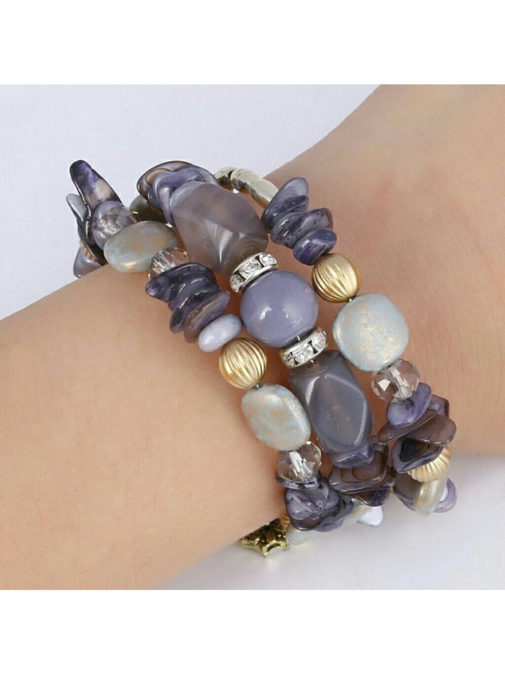 Wrap Bracelet Gray Gold Silver One Size Fits All